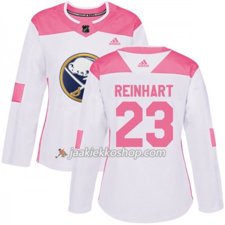 Nainen NHL Buffalo Sabres Pelipaita Sam Reinhart 23 Adidas 2017-2018 Valkoinen Vaaleanpunainen Fashion Authentic
